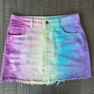 Tgla High-Rise Tie-Dye Jean Mini Skirt Women’s Size Medium